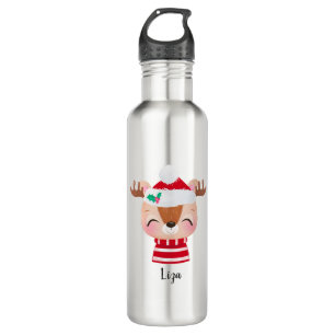 Christmas Smiling Reindeer Face 710 Ml Water Bottle