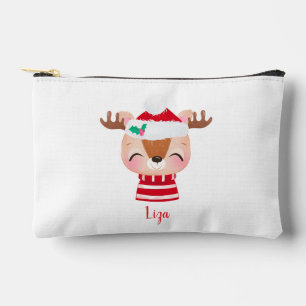 Christmas Smiling Reindeer Face Accessory Pouch