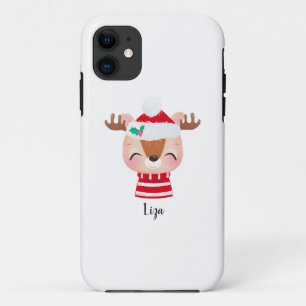 Christmas Smiling Reindeer Face Case-Mate iPhone Case