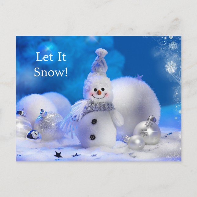 Christmas Smiling Snowman Easy Holiday Postcard (Front)