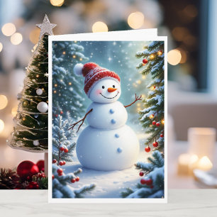 Christmas Smiling Snowman Personalise Signature Holiday Card