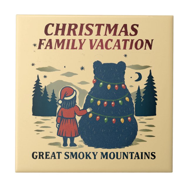 Christmas Smoky Mountains National Park Vacation Tile (Front)