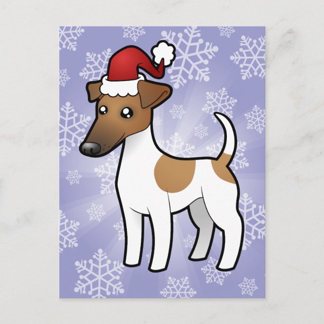 Christmas Smooth Fox Terrier Holiday Postcard (Front)