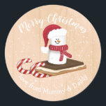 christmas s'more snowman santa child gift wrapping classic round sticker<br><div class="desc">Stickers ideal to add to your business parcel or postage envelopes designed by The Arty Apples Limited</div>