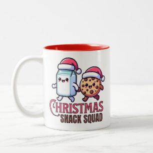 Christmas Snack Squad Kawaii Milk and Cookie Two-Tone Coffee Mug