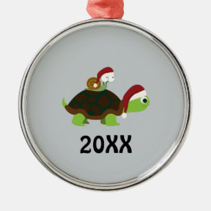 Christmas Snail on a turtle Metal Tree Decoration