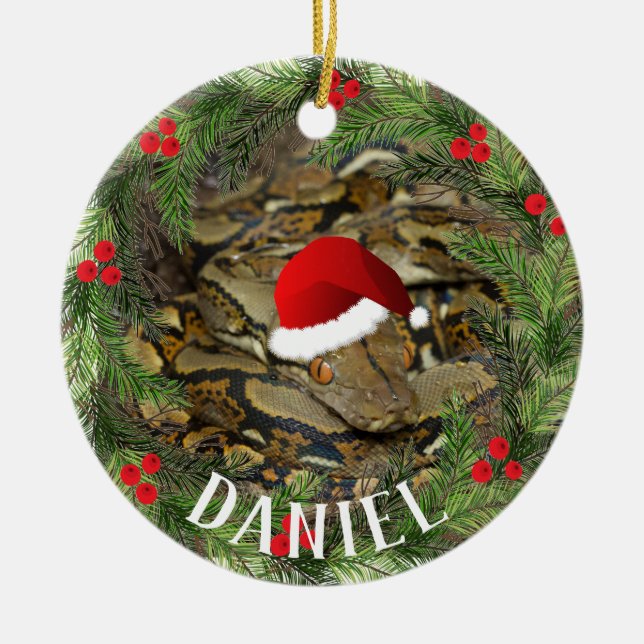 Christmas Snake Ceramic Tree Decoration (Front)