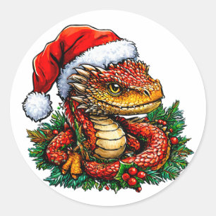 Christmas snake classic round sticker