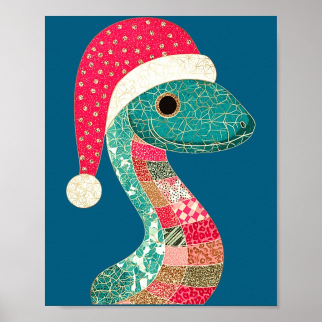 Christmas Snake Santa Hat Holiday Fun Premium Tri- Poster (Front)