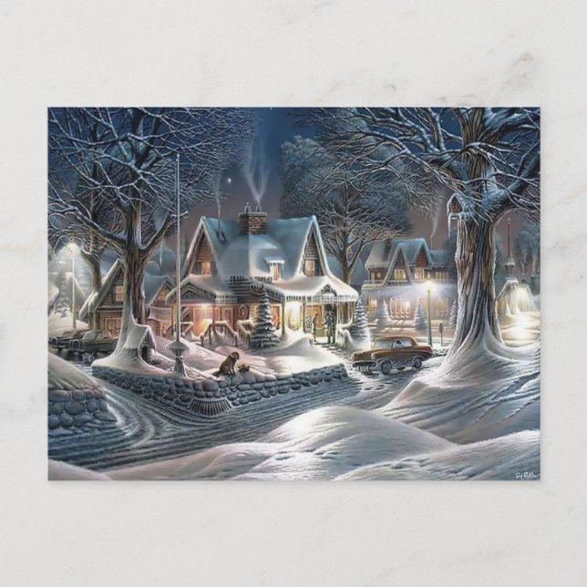 Christmas snow background holiday post card (Front)