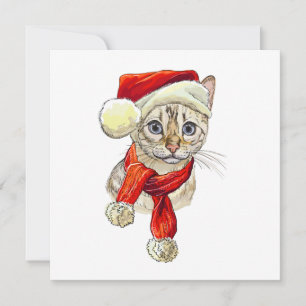 Christmas Snow Bengal Cat Throw Pillow