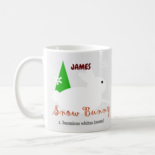 Christmas Snow Bunny Coffee Mug Cup (Left)