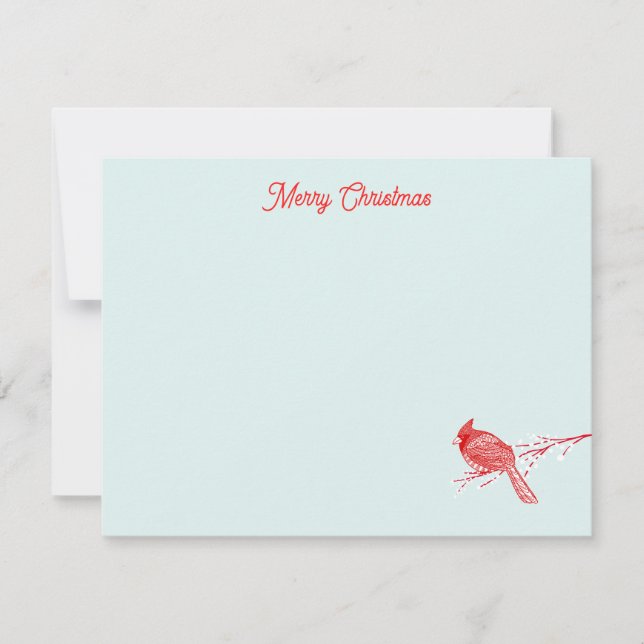 Christmas Snow Cardinal Note Card (Front)
