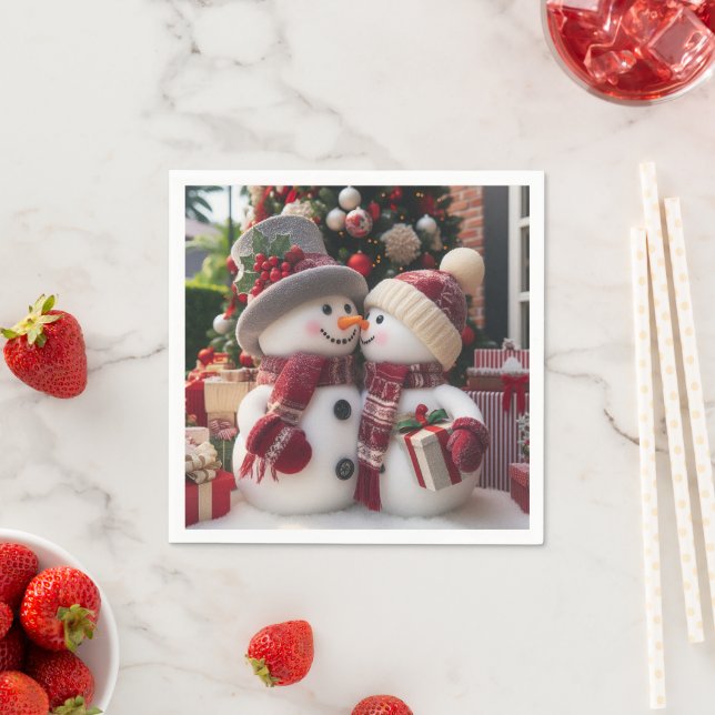 Christmas Snow Couple Napkin (Insitu)