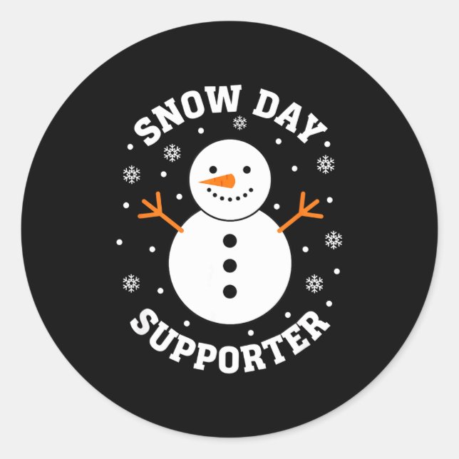 Christmas Snow Day Suprter Snowflake Snowman Funny Classic Round Sticker (Front)