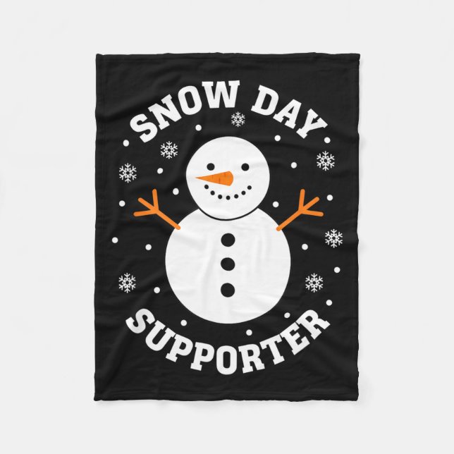 Christmas Snow Day Suprter Snowflake Snowman Funny Fleece Blanket (Front)