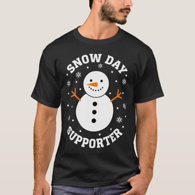 Christmas Snow Day Suprter Snowflake Snowman Funny T-Shirt (Front)