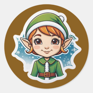 Christmas Snow Elf Classic Round Sticker