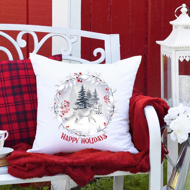 Christmas Snow Fox Winter Scenery  Cushion (Creator Uploaded)