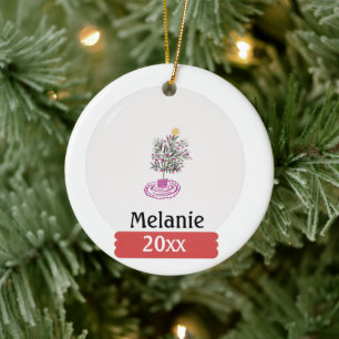 Christmas Snow Globe and Tree Name Ceramic Tree Decoration