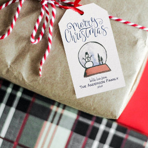 Christmas Snow Globe {BLUE} Gift Tags