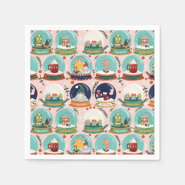 Christmas snow-globe//Gnome//Gingerbread House// Napkin (Front)