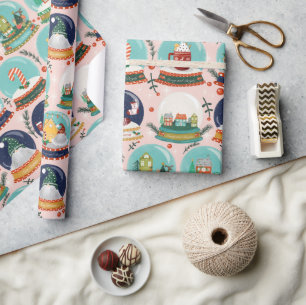 Christmas snow-globe//Gnome//Gingerbread House// Wrapping Paper