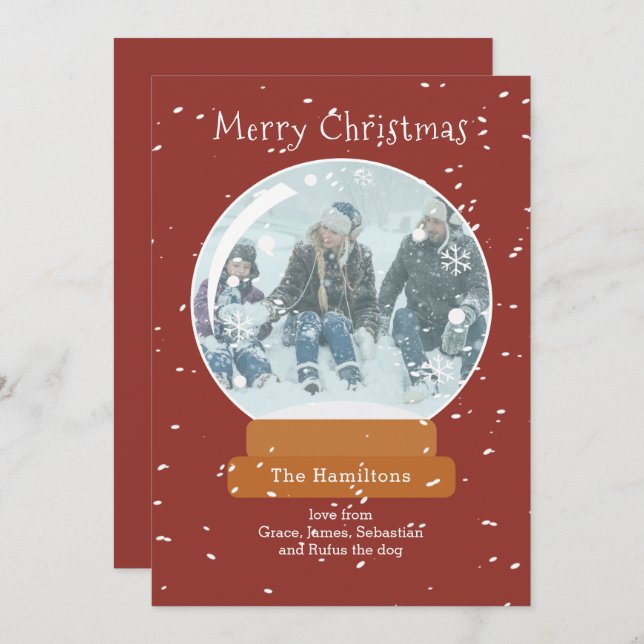 Christmas Snow Globe Photo Personalised Card (Front/Back)