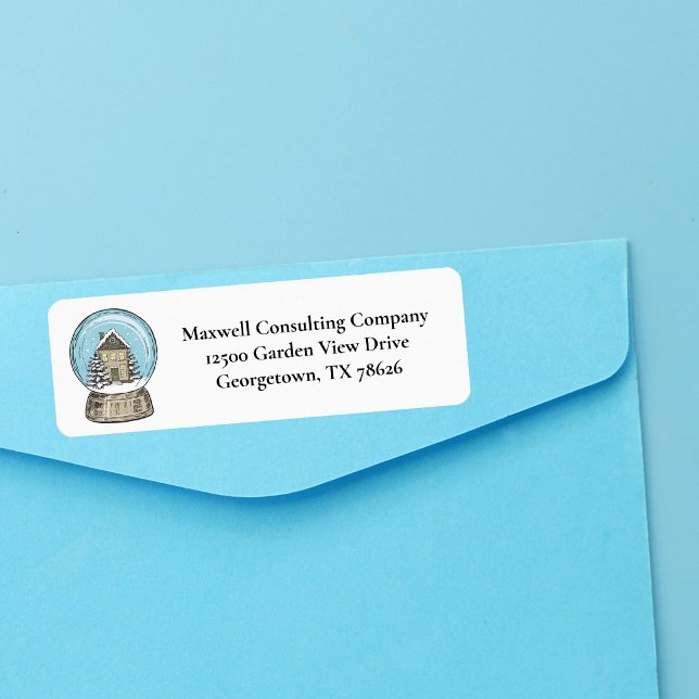 Christmas Snow Globe Realty Holiday Return Address (Creator Uploaded)