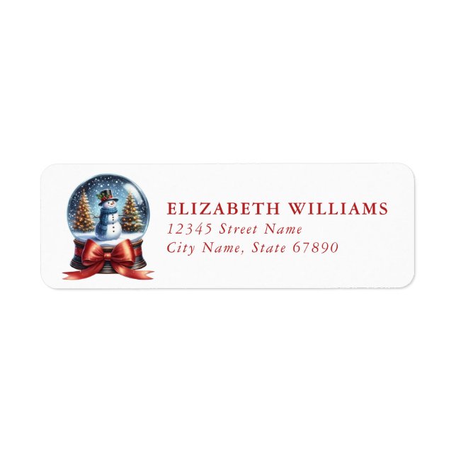 Christmas Snow Globe Return Address Labels (Front)