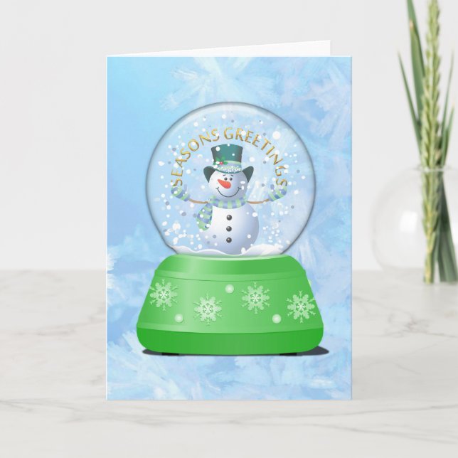 Christmas Snow Globe Snowman Holiday Card (Front)