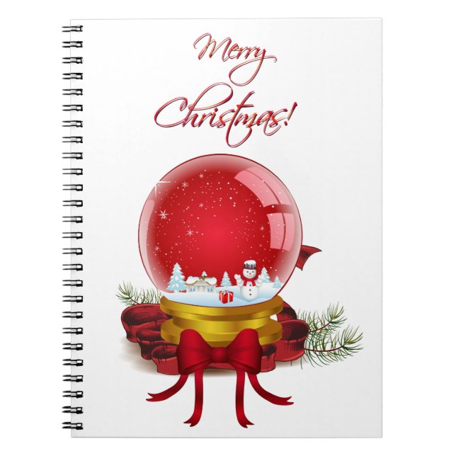 Christmas Snow Globe Spiral Notebook (Front)