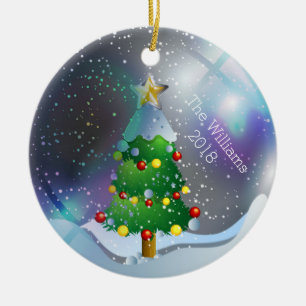Christmas Snow Globe Winter Tree Ceramic Tree Decoration