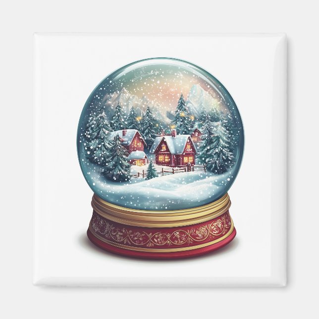 Christmas Snow globe with a tiny village design Magnet (Front)