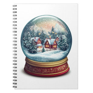 Christmas Snow globe with a tiny village design Notebook