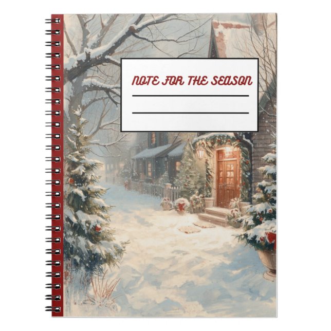 Christmas Snow House Notebook,Holiday Snowy Cottag Notebook (Front)