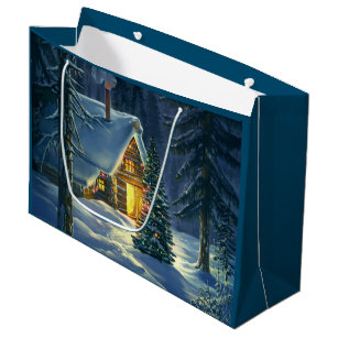 Christmas Snow Landscape Large Gift Bag