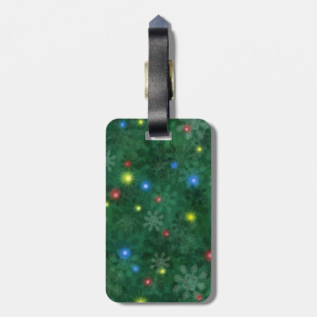 Christmas Snow Lights Luggage Tag (Back Vertical)