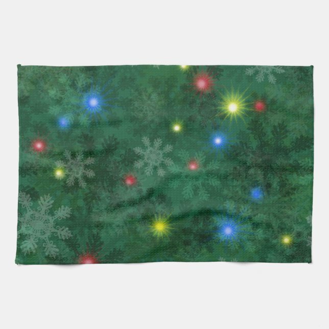 Christmas Snow Lights Tea Towel (Horizontal)