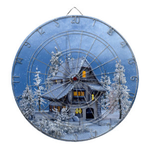 Christmas Snow on Gingerbread House Dartboard