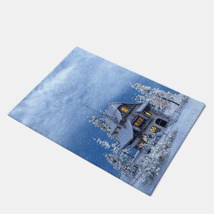 Christmas Snow on Gingerbread House Doormat