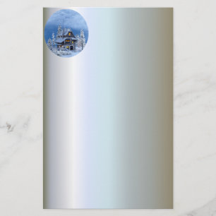 Christmas Snow on Gingerbread House Stationery