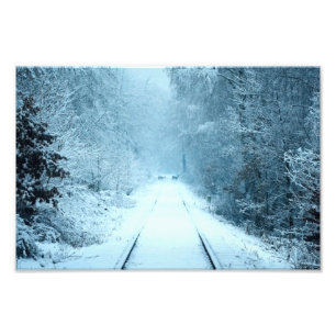 Christmas Snow on Railroad Tracks Photo Print