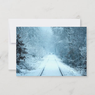 Christmas Snow on Railroad Tracks Thank You Card