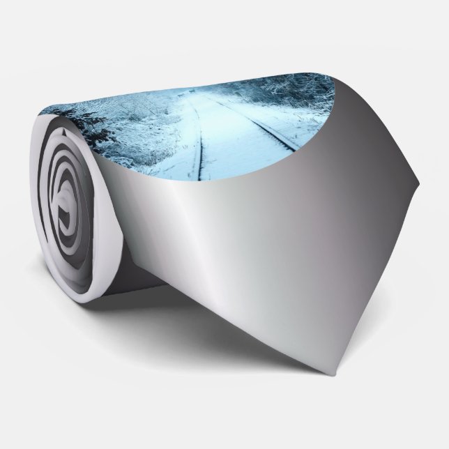 Christmas Snow on Railroad Tracks Tie (Rolled)