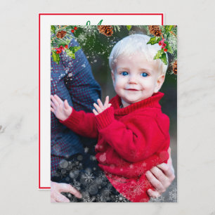 Christmas Snow Overlay Personalise Photo Flat Card