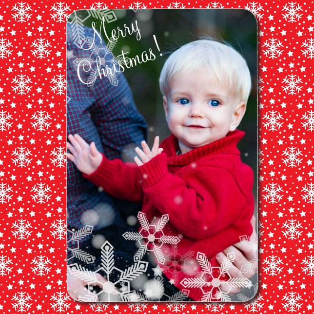 Christmas Snow Overlay Personalise Photo Gift 4x6  Magnet (Creator Uploaded)