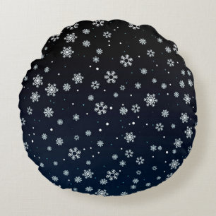 Christmas : Snow Pattern Round Cushion