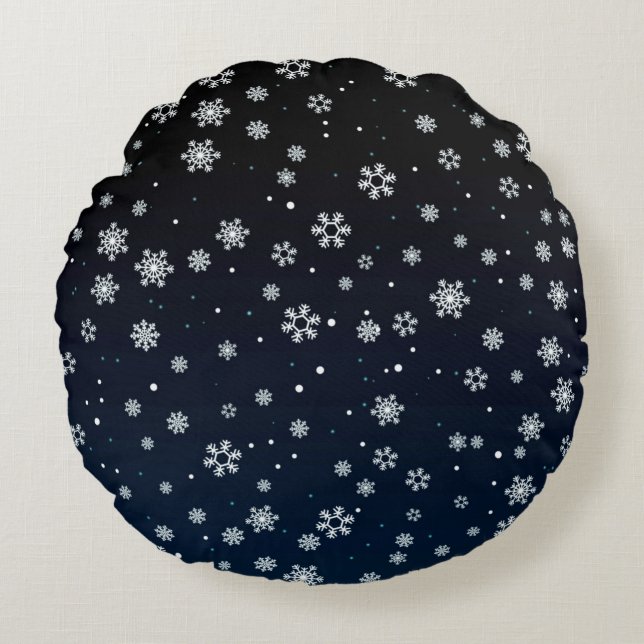 Christmas :  Snow Pattern Round Cushion (Front)