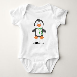 christmas snow penguin baby bodysuit